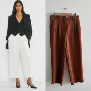 Aritzia Wilfred The Effortless Pant Trouser Cropped Crepette Anise Brown Size 8